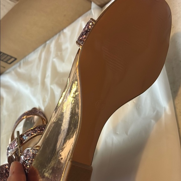 Elegant Pink and Gold Heels with Glittery Ankle Strap​ - Picture 10 of 10